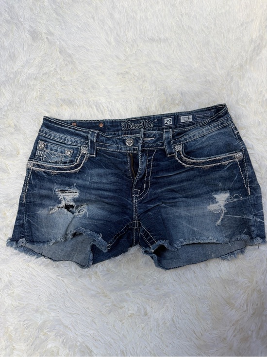 Miss Me Pants - Miss Me Dark Blue Distressed Denim Cutoff Shorts